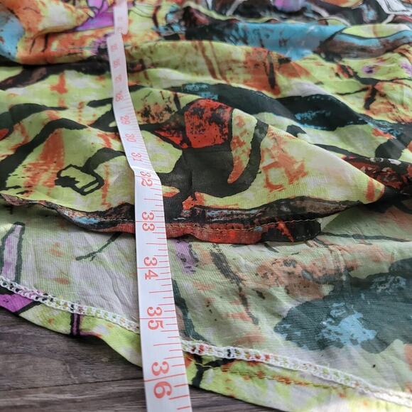 Pretty Angel Women's Sheer Top Size M/L Multicolor Silk Short Sleeves Collared - Picture 7 of 9